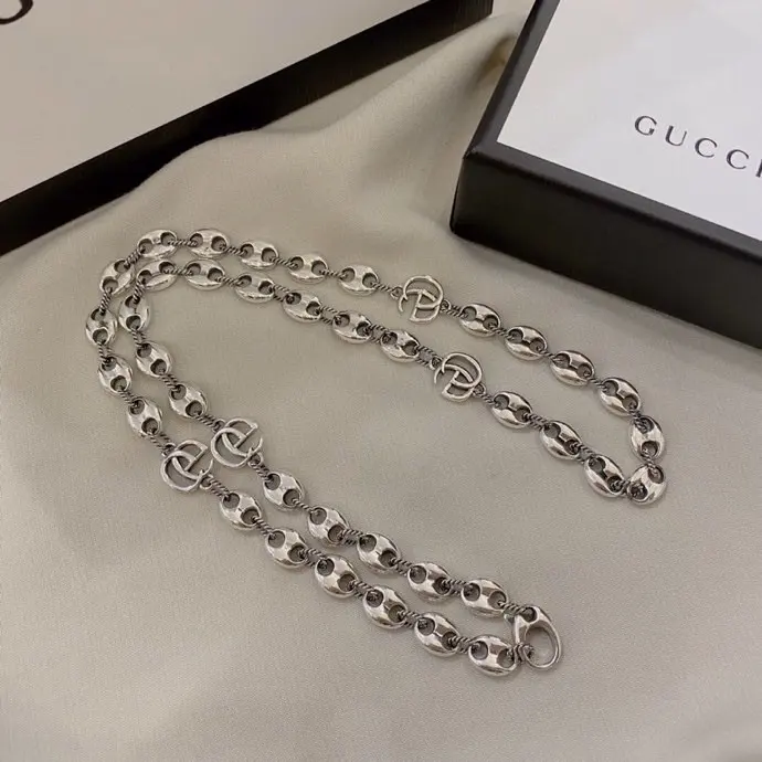 Gucci 2024 new men’s accessories classic retro double G anchor necklace