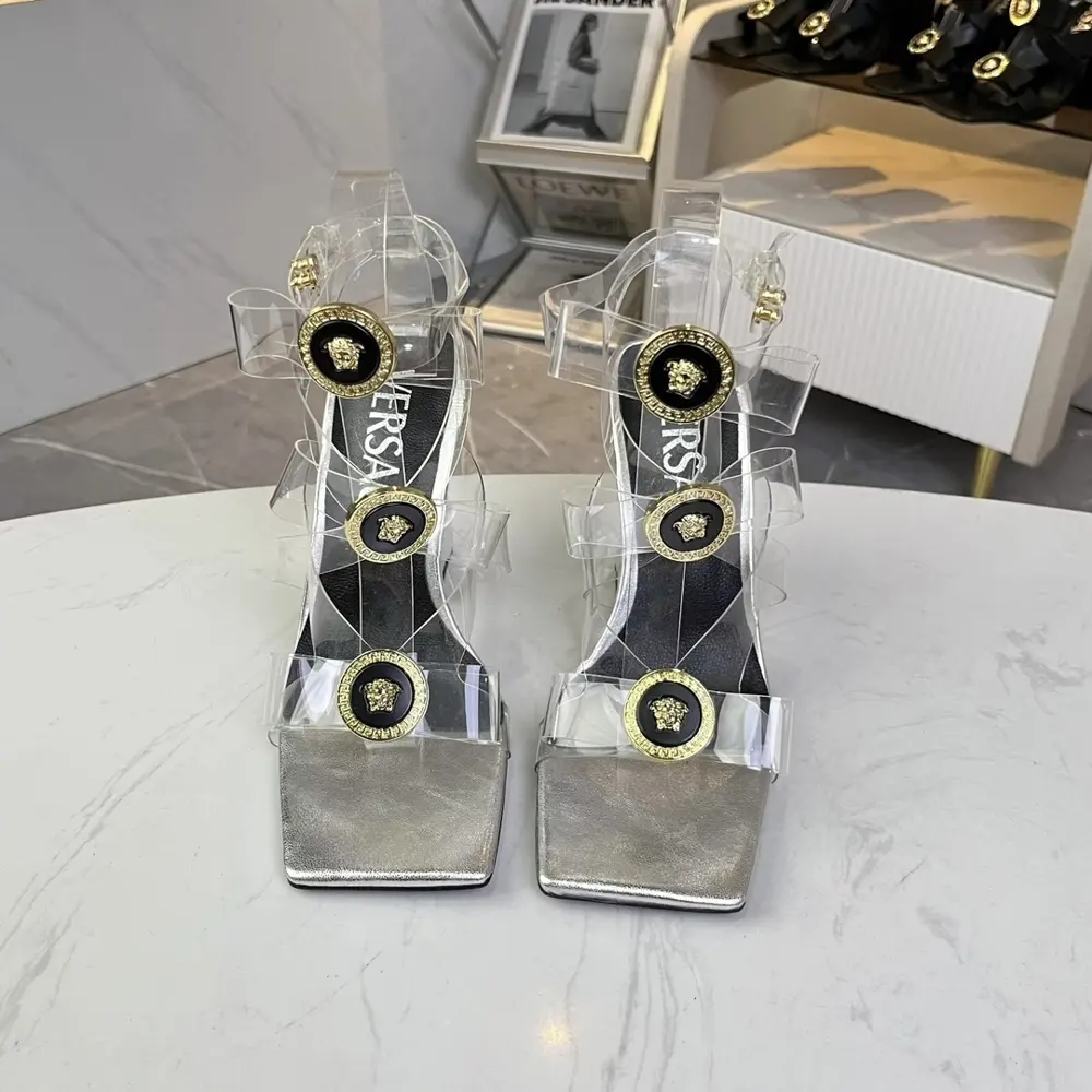 Versace new square-toed thick-heeled sandals