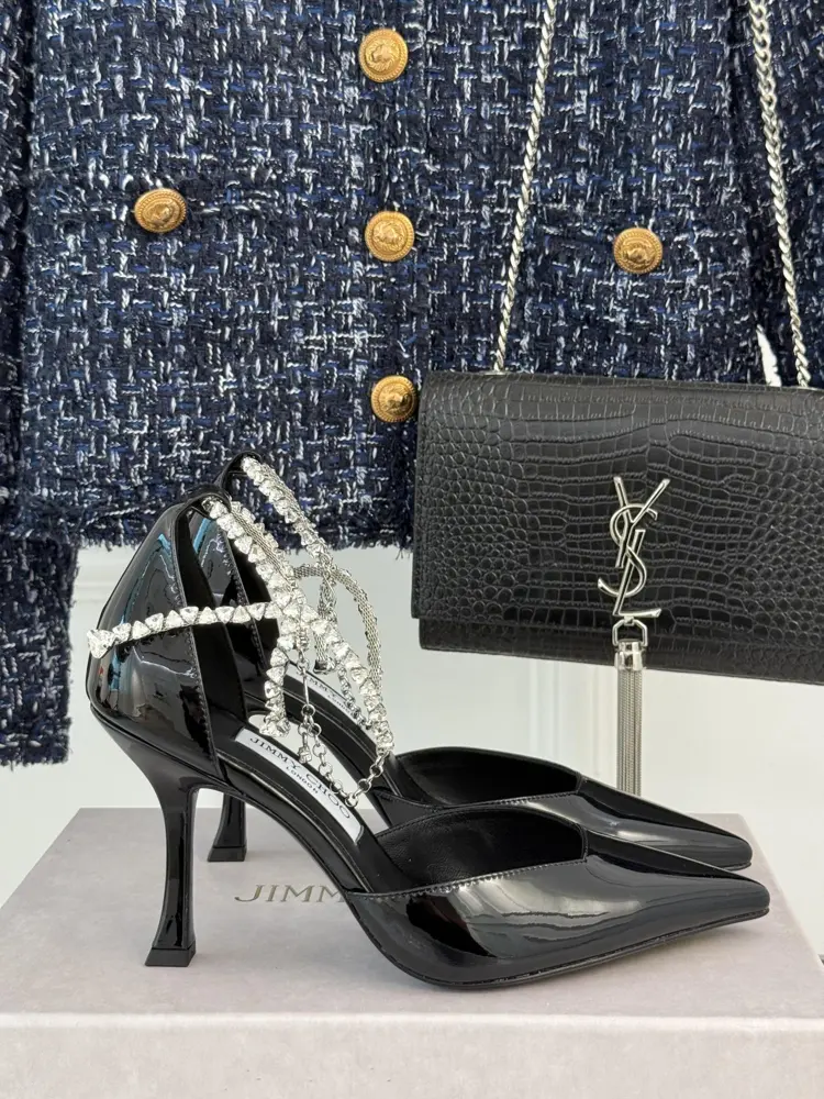 Jimmy Choo|Jimmy Choo classic rhinestone chain high heels