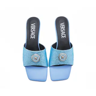 Versace new crystal heel rhinestone slippers