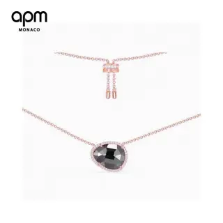 Apm monaco pink gold sterling silver black hematite mother-of-pearl necklace for women