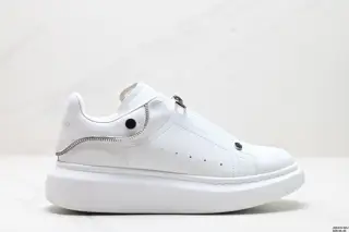 Italian luxury brand Alexander McQueen Sole Leather Sneakers white/zipper low-top fashion