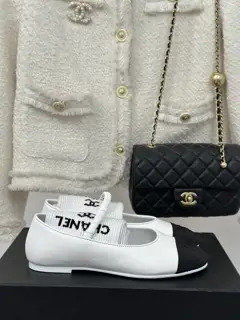 Chanel Double C Colorblock Sock Ballet Mary Jane Shoes