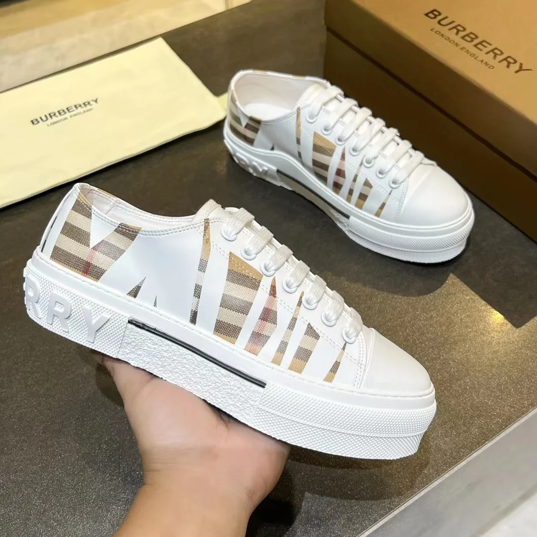 BURBERRY Retro plaid cotton sneakers