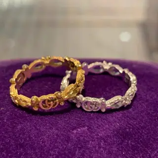 GUCCI jewelry ring 18K gold floral hollow diamond size 6-11