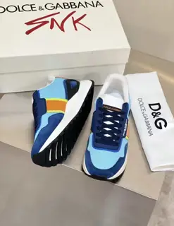 Dolce & Gabbana cowhide patchwork men’s casual sports shoes fashionable elastic sports