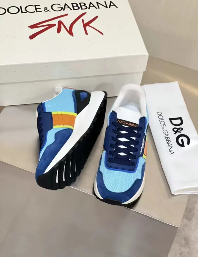 Dolce & Gabbana cowhide patchwork men’s casual sports shoes fashionable elastic sports