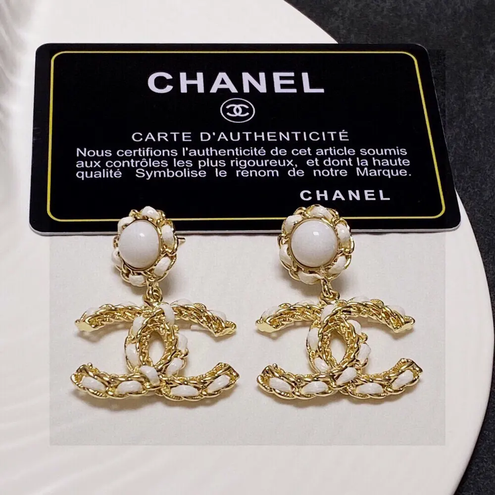 Chanel leather drop earrings