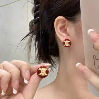 celine Arc de Triomphe diamond New Year red earrings