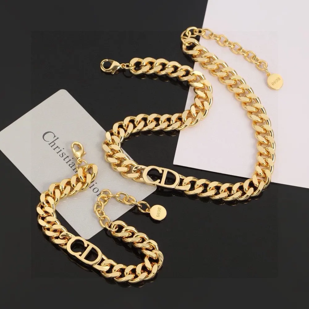 Dior Retro CD Letter Necklace Bracelet