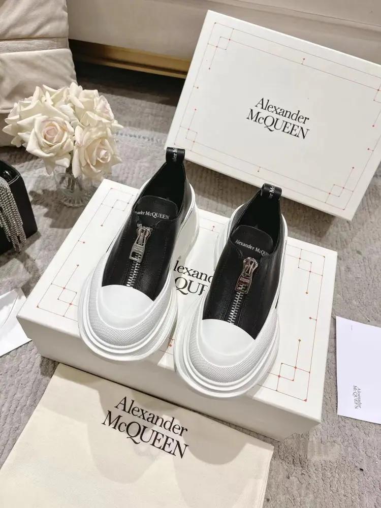 Alexander McQueen thick-soled front zipper single shoes