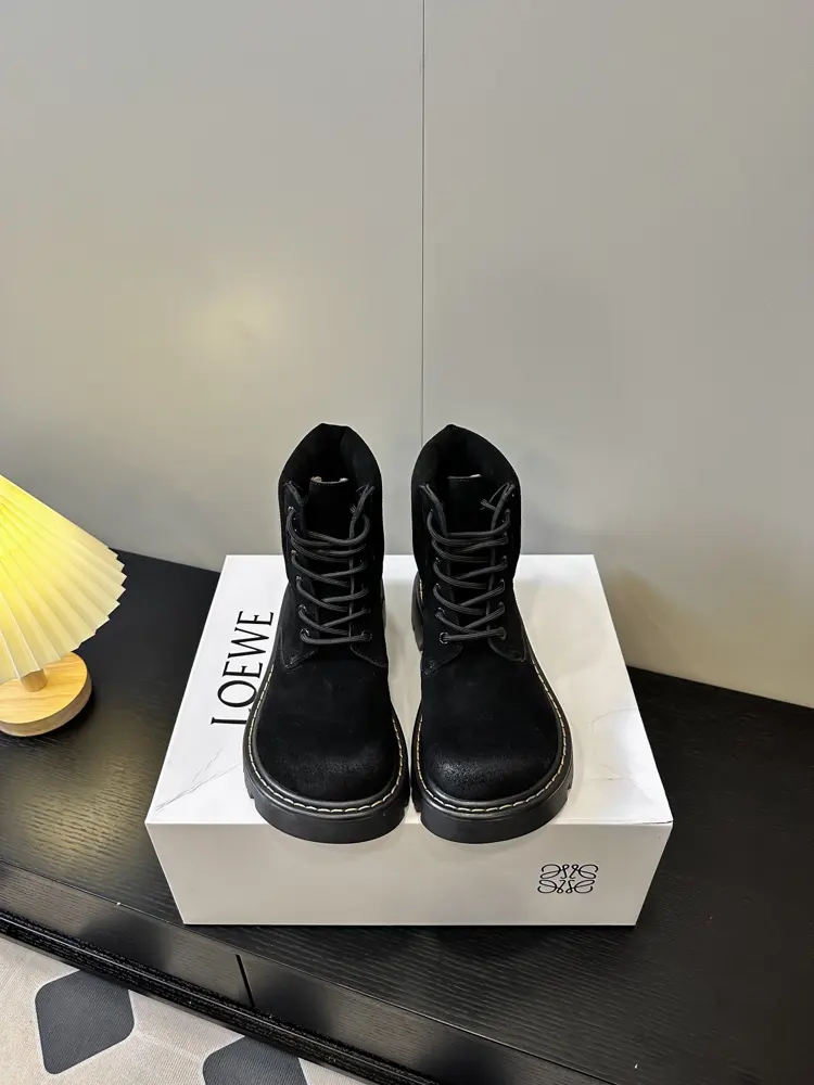 LOEWE 24ss autumn and winter new style doll head shoelace Martin boots