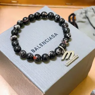Balenciaga natural black spot stone Balenciaga bracelet Black spot stone Thai silver style
