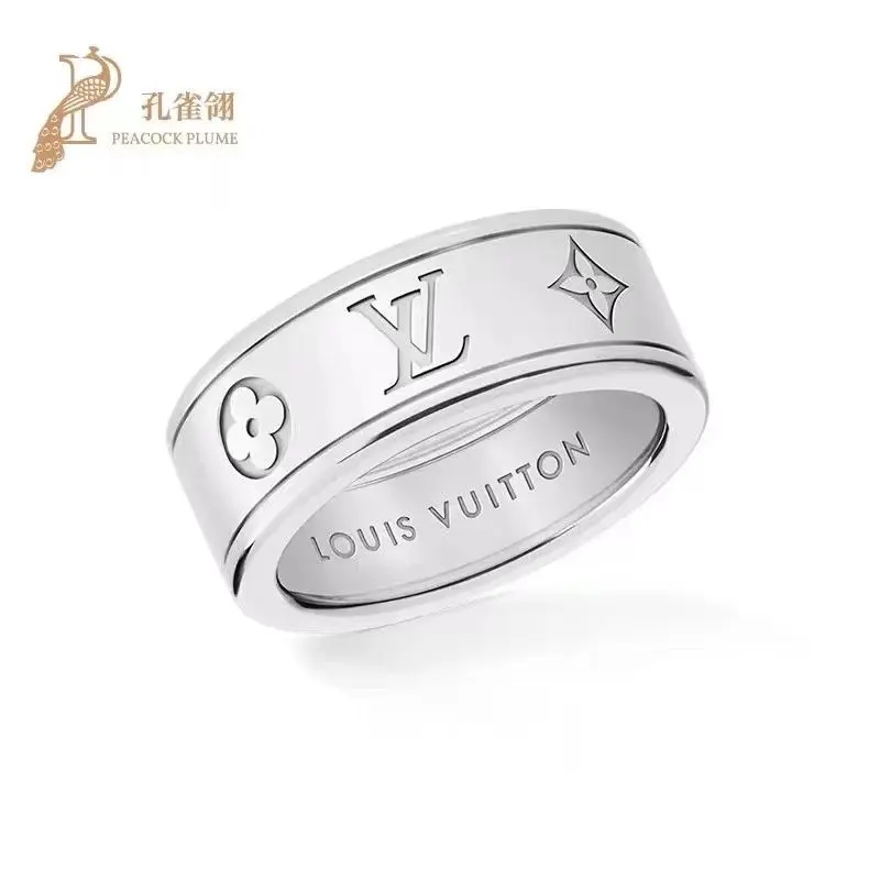 Louis Vuitton silver logo print ring