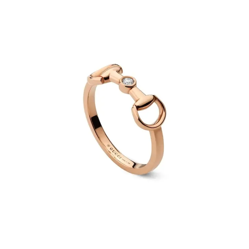 GUCCI 18K gold horsebit diamond ring half horsebit opening size 6-11