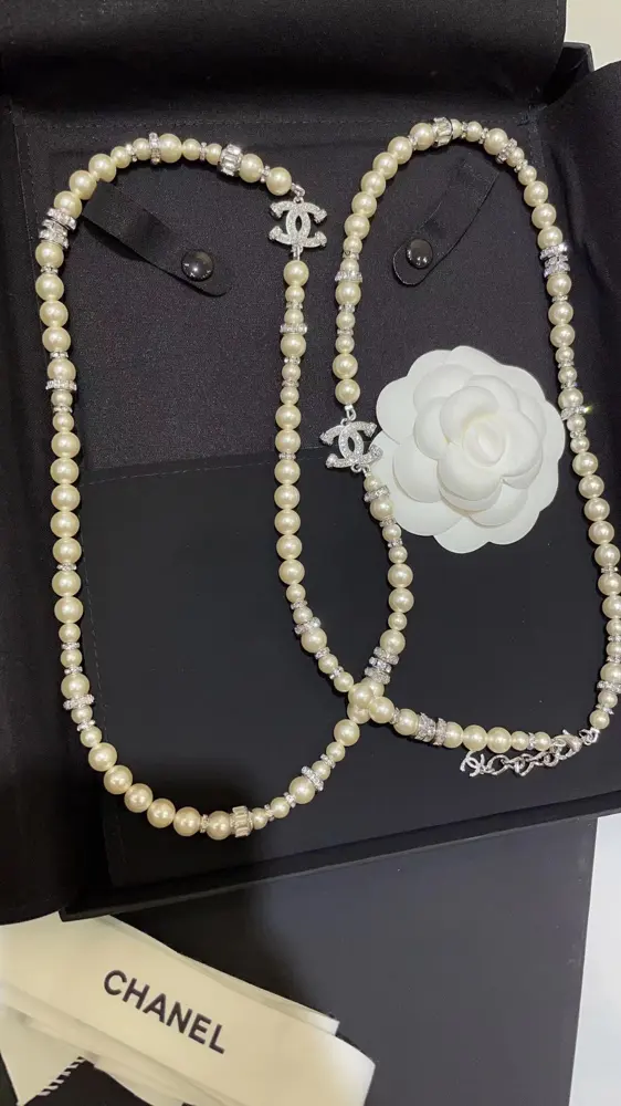 Chanel Silver Pearl Necklace