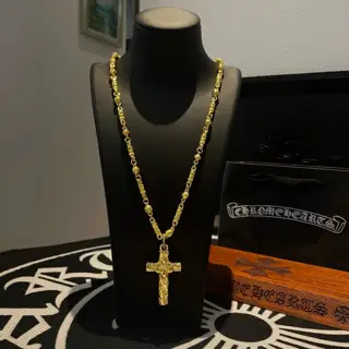 Chrome Hearts Classic retro multi-element necklace Cross round pendant Concave and convex