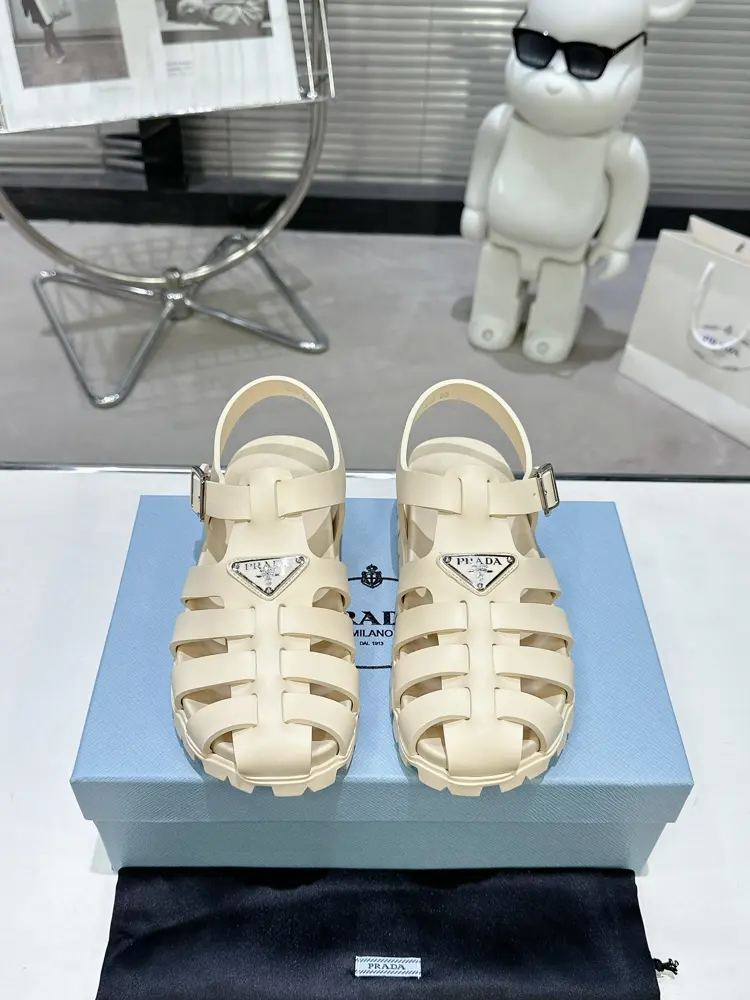 Prada new sandal series classic triangle buckle pig cage sandals classic upgrade comfort