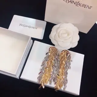 Yves Saint Laurent chain hoop tassel earrings