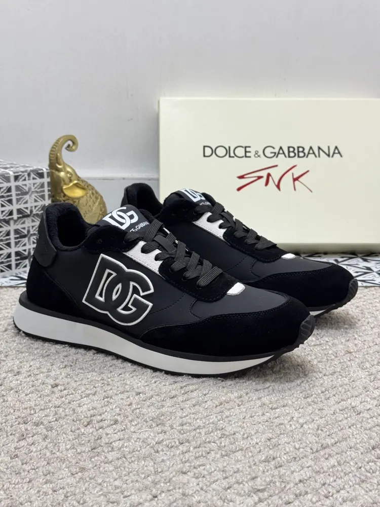 Dolce & Gabbana cowhide patchwork men’s casual sports shoes fashionable elastic sports