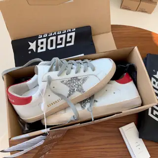 Golden Goose Red Tail Silver Star Couple Style Shoes