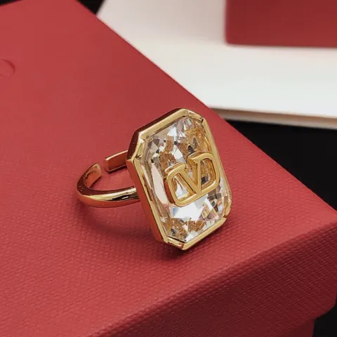 Valentino ring with large diamond and square diamond
