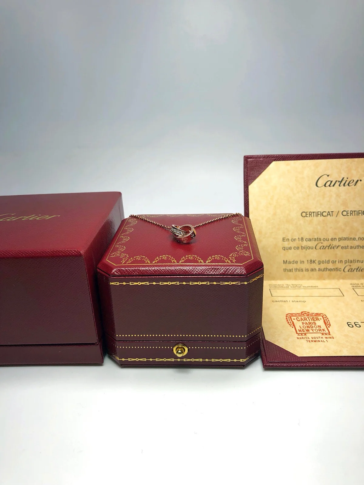 Cartier necklace Love double ring diamond necklace with diamonds on both sides and screw