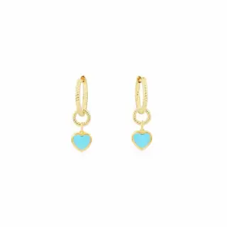 Apm monaco sky blue heart double hoop earrings