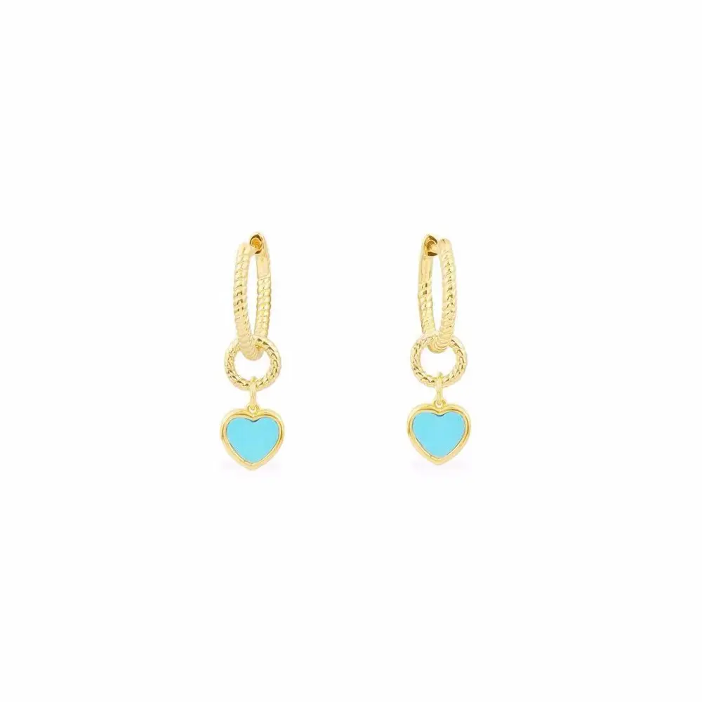 Apm monaco sky blue heart double hoop earrings