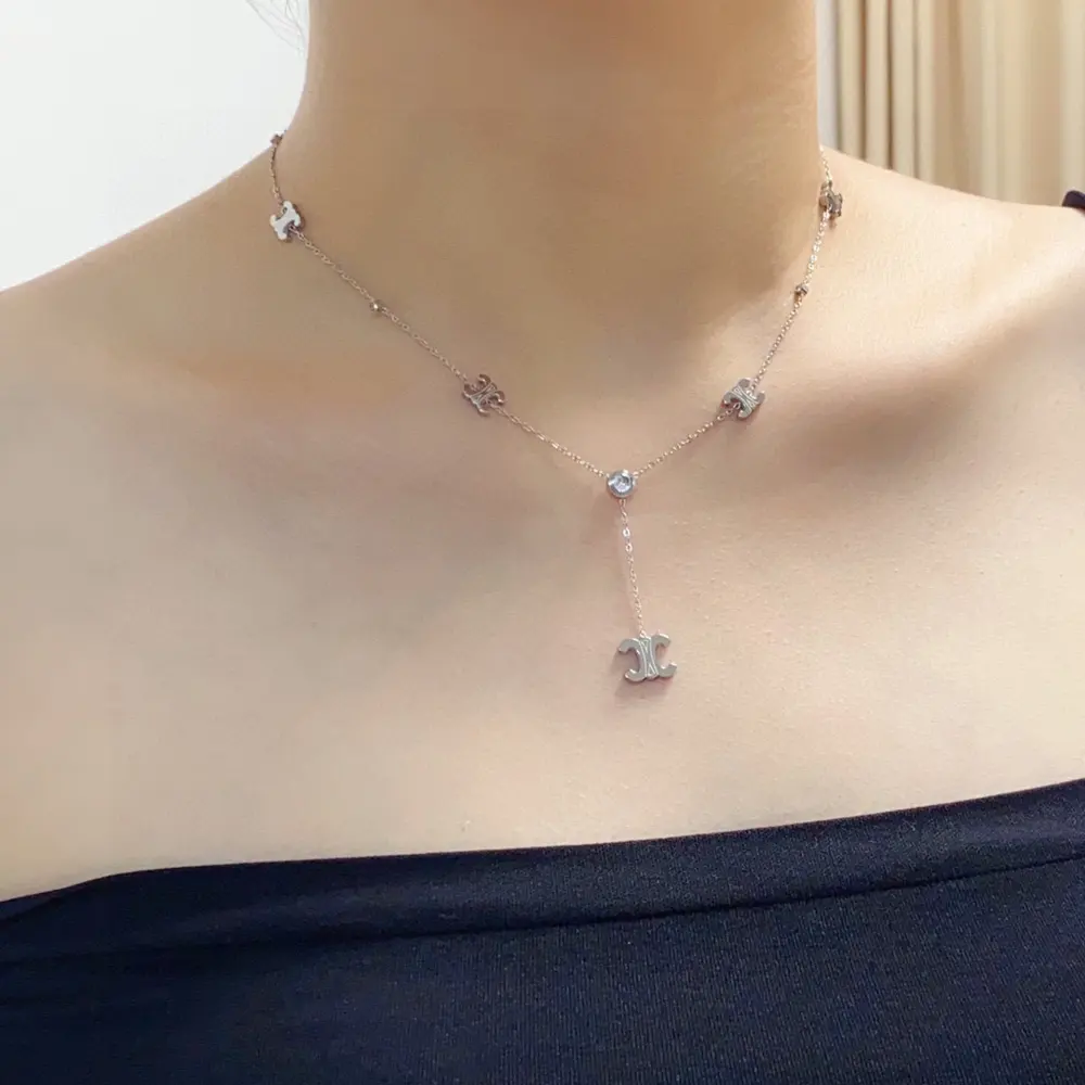 Celine Arc de Triomphe diamond pendant necklace