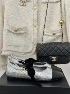 Chanel classic pearl chain anklet Mary Jane shoes