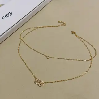 Fred double-layer diamond 8-shaped clasp necklace