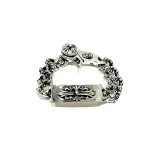 Chrome Hearts ID Cross Flower Lobster Clasp Bracelet