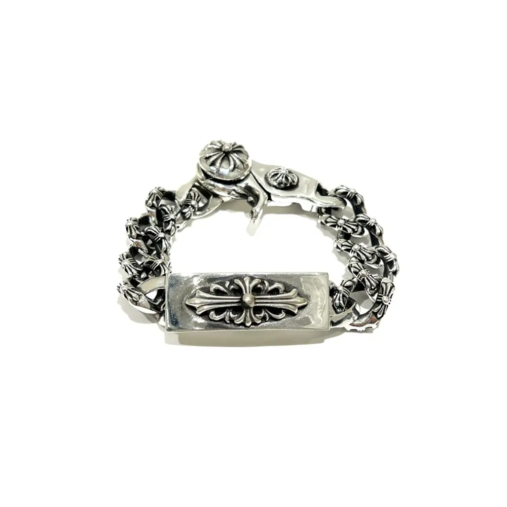 Chrome Hearts ID Cross Flower Lobster Clasp Bracelet