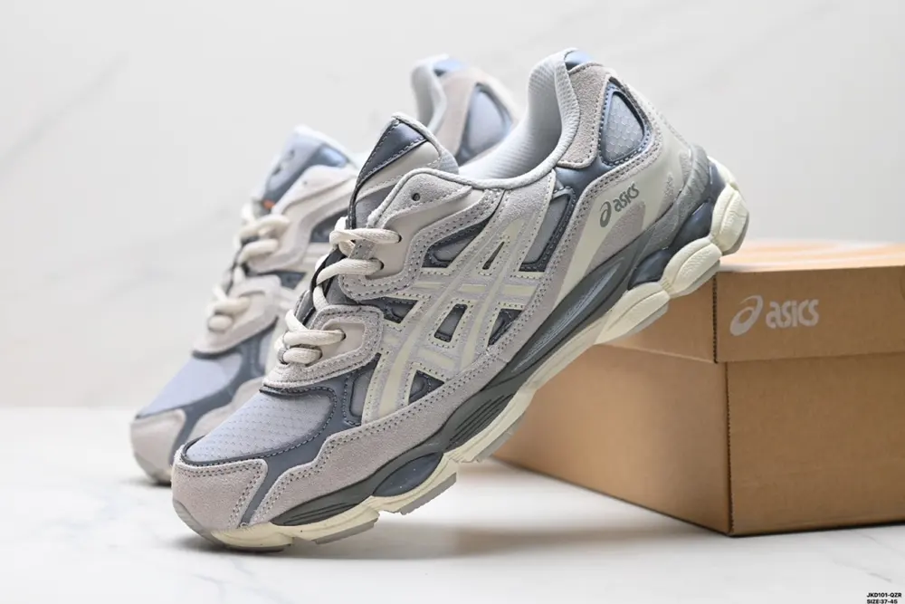 ASICS GEL-NYC 2055 breathable mesh upper with some synthetic leather material. Adopts new 1201A789-103