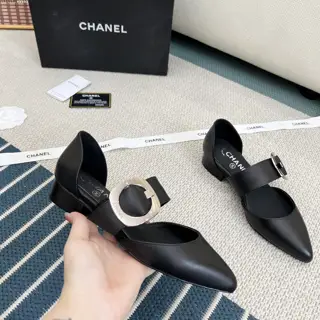 Chanel single shoes hollow leather shoes four seasons