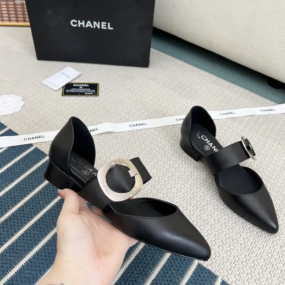 Chanel single shoes hollow leather shoes four seasons