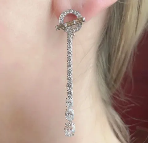 Hermes OT square diamond earrings
