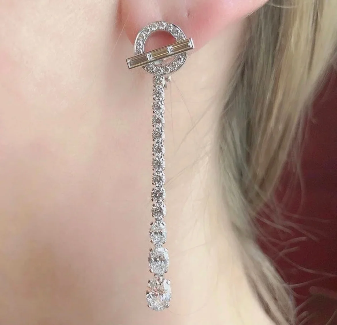 Hermes OT square diamond earrings