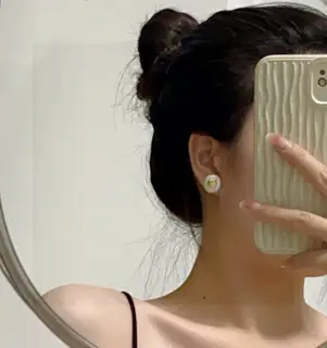 Chanel Double C White Stud Earrings