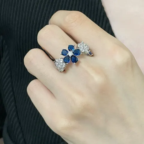 Van Cleef & Arpels Blue Corundum Floral Ring