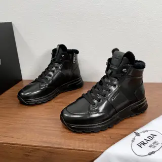 Prada lace-up high-top wool sneakers
