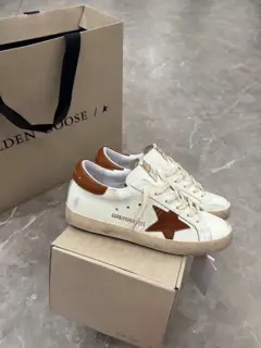 Golden Goose Brown Tail Brown Leather Star Couple Style Shoes