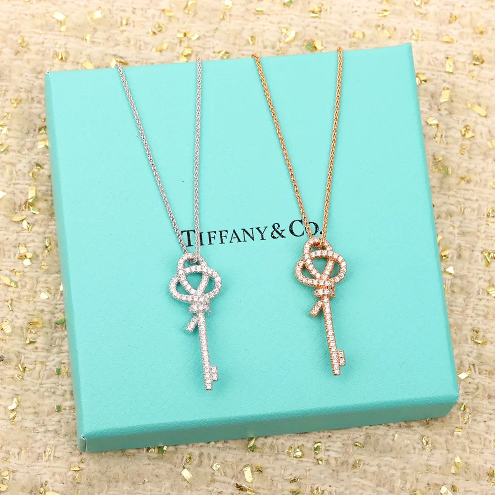Tiffany full diamond key necklace