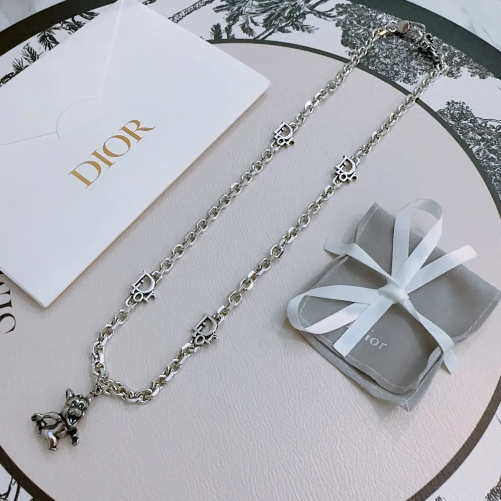 Dior necklace couple style rock punk Thai silver style retro elements trendy and versatile