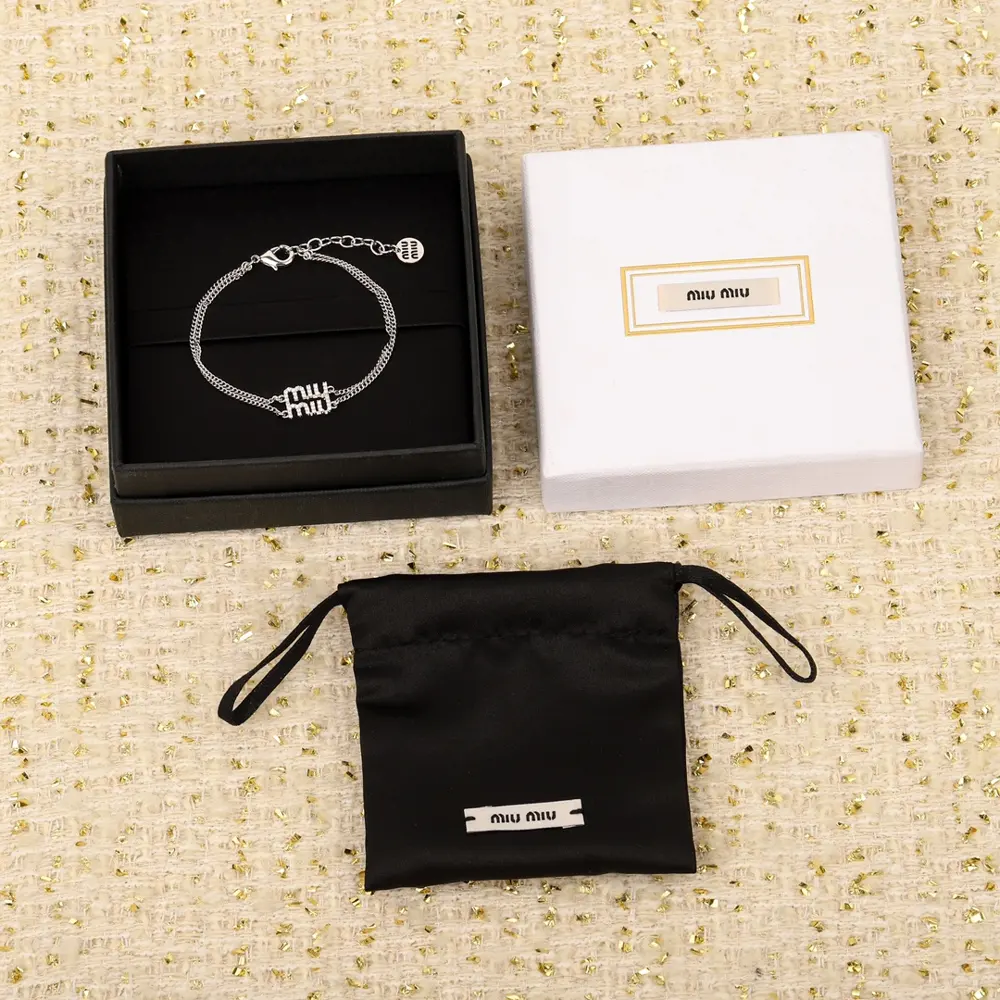 miumiu full diamond letter double-layer necklace