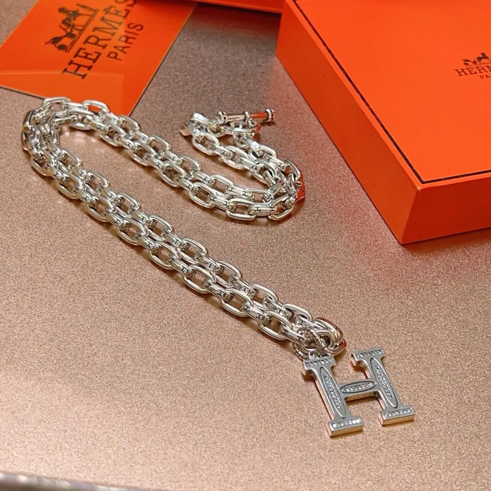 HERMES Hermès necklace Hermès H necklace series jewelry imported and customized. High-end