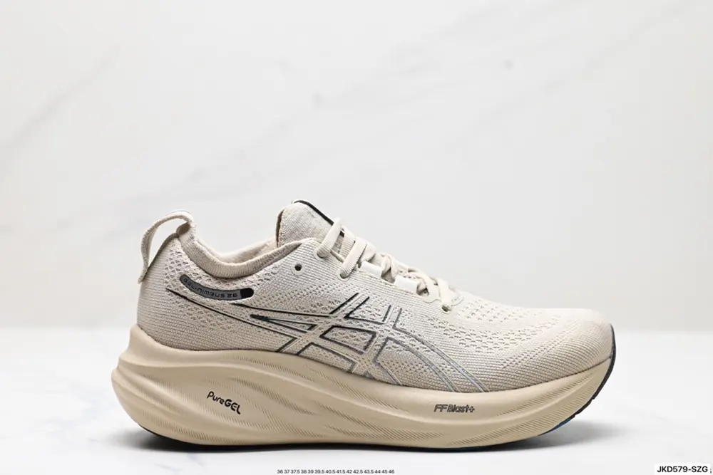 Asics GEL-NIMBUS 26 stable running shoes have a double-layer jacquard mesh design on the 1011B794-003