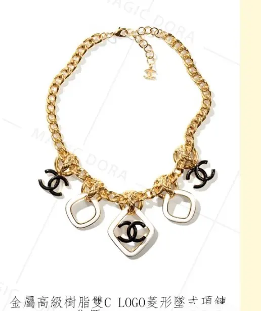 Chanel enamel diamond necklace