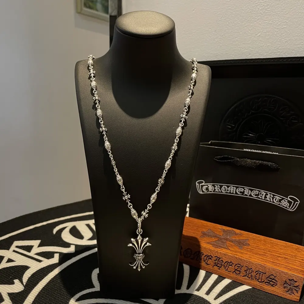 Chrome Hearts classic cross flower ball necklace